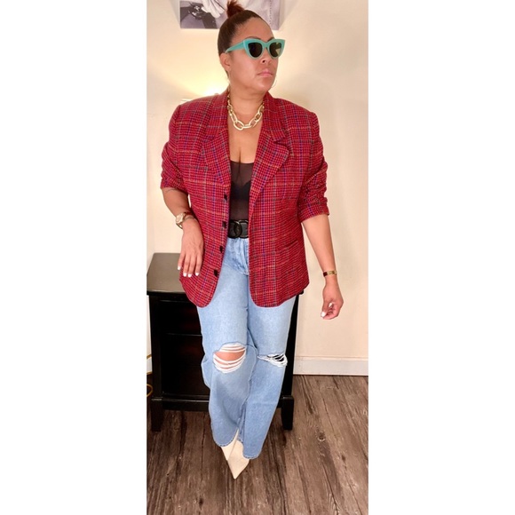 Maggie McNaughton Jackets & Blazers - Vintage Multicolor Houndstooth Print Blazer